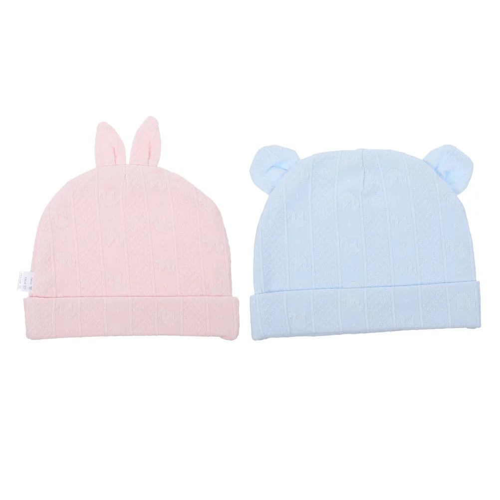 

2pcs Comfortable Baby Cotton Hats Newborn Headwear Warm Infant Sleeping Headdress