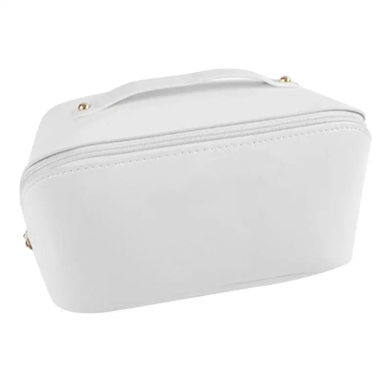 

Travel Cosmetic Bag | PU Leather Cosmetic Organizer With Versatile Zipper | Large Organizer Bag For Brushes, Bottles, Palette