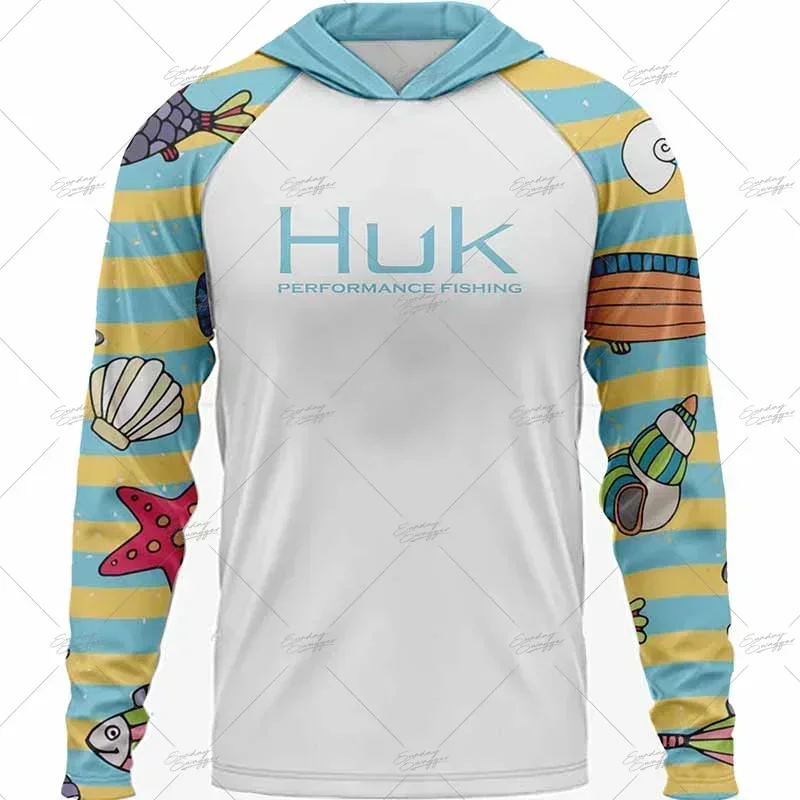 Фото HUK Men's Hood Fishing Shirt Long Sleeve Fishing Clothing Fishing T Shirt Uv Protection Slmms Ropa Pesca Chaquetas №4