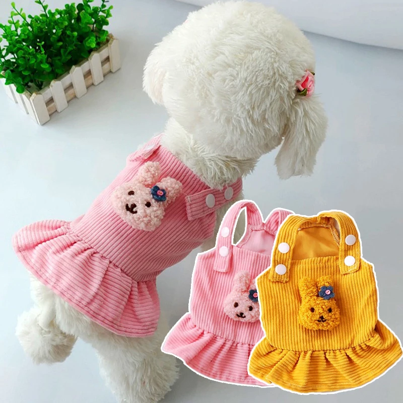 

Strap Dress Pets Clothes Princess Skirt Suspenders Skirt Pet Cats And Dogs Clothes Corduroy Sleeveless Cute Dog Base Clothes