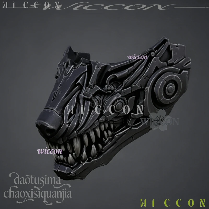 Фото Маска Love and Deepspace Ao Yin Valko Punk Half Mask – 3D PLA, аксессуар в виде волка, стильная маска для косплея №4