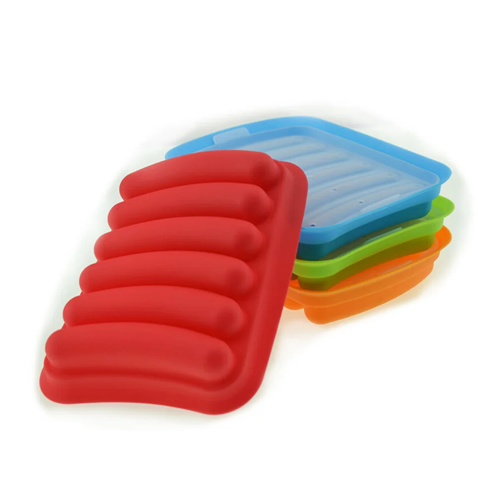 

6 Rolls Homemade Hot Dogs Mold Sausage Link Press Maker Mold with Lid Supplementary Mold Utensils for Home Shop