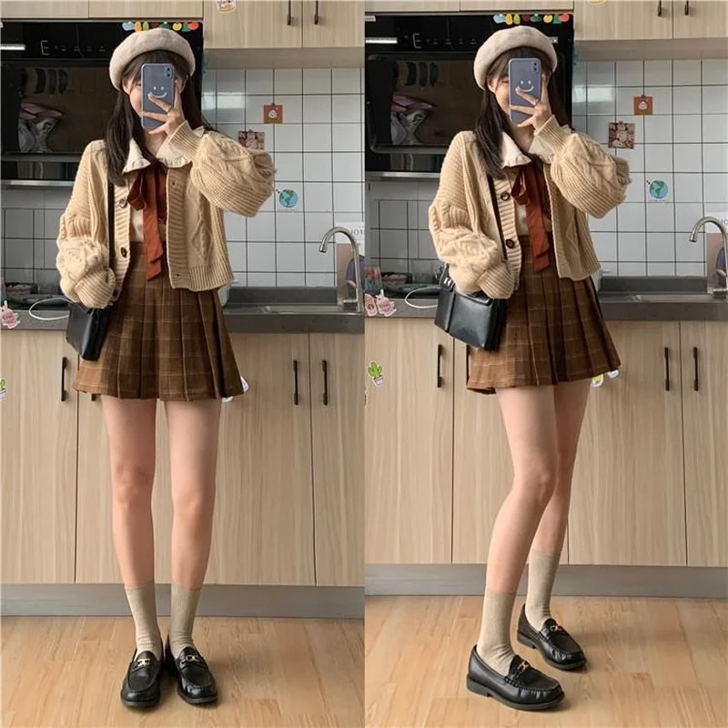 Женский комплект из 3 предметов однобортный укороченный однотонный кардиган с