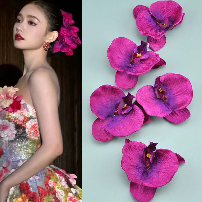 Женская заколка для волос с орхидеей разноцветная заколка-цветок из ткани