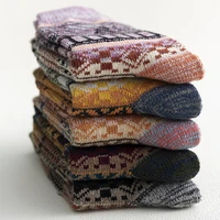 5 pairs women wool socks winter soft warm cold knit wool crew socks thick cozy winter boot dress socks free size