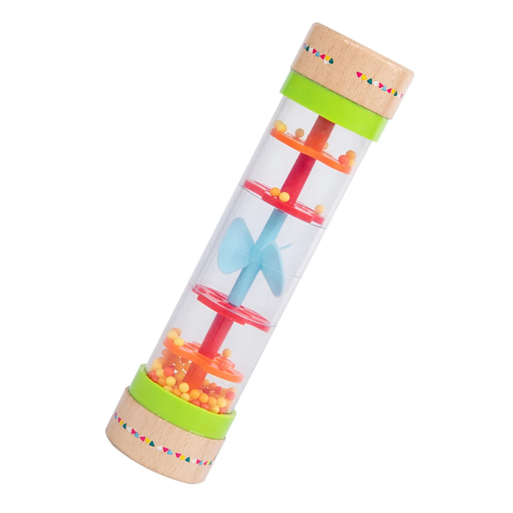 

Rain Rattle Handheld Hourglass Musical Toy with Bright Colour Wood Educational Sound Toys Baby Infant Plaything