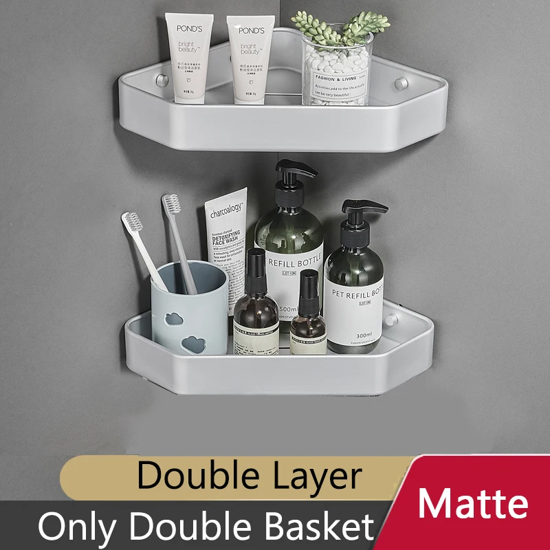 Угловая алюминиевая полка для ванной комнаты треугольная корзина стеллаж