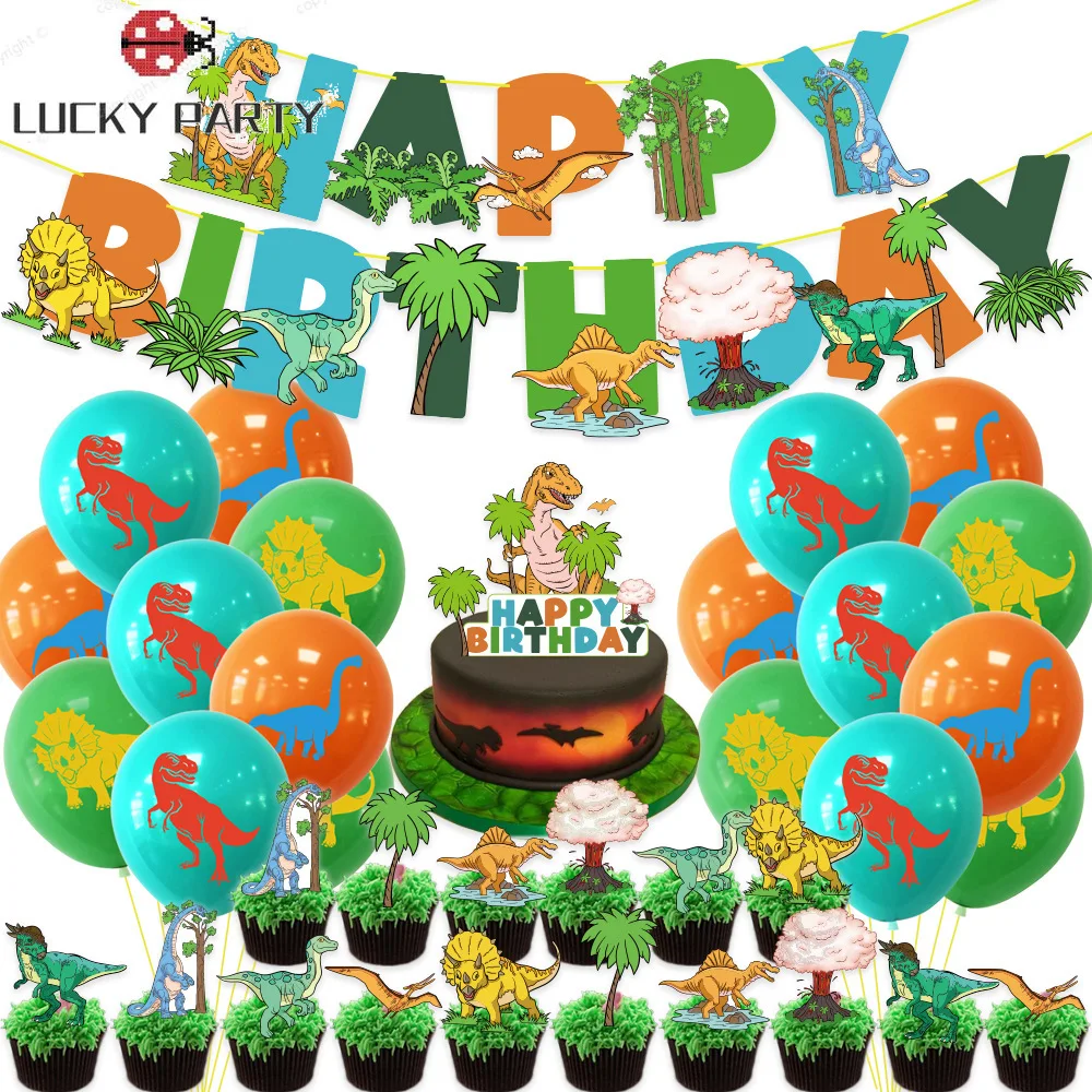 

Dinosaur Birthday Balloon Decor Kids Boy Girl First Birthday Party Decorations Jungle Dino Themed Balloons Party Supplies