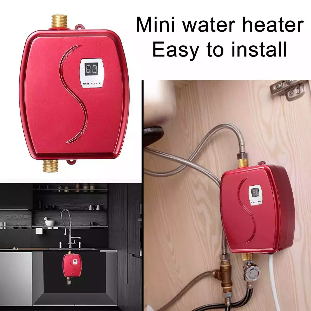 3000W Powerful Mini Instant Electric Water Heater Hot Instantaneous Tankless Water Heater for Kitchen Bathroom Shower enlarge