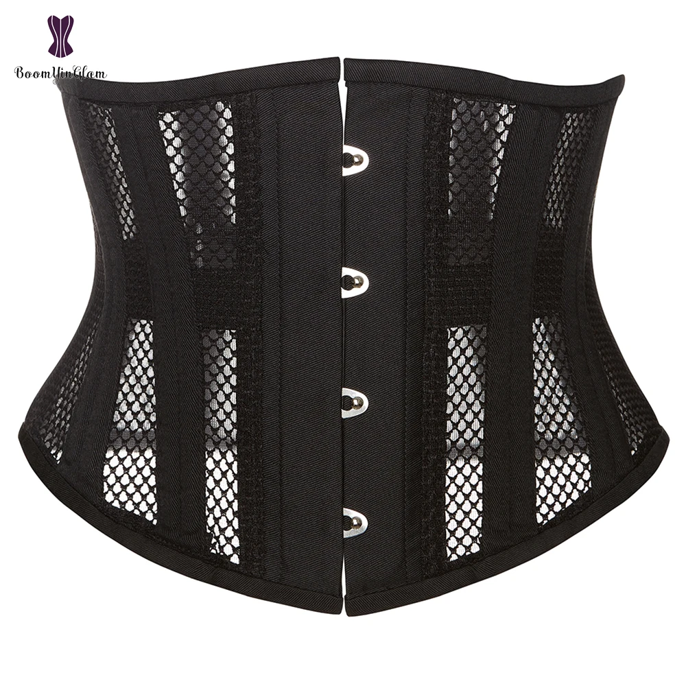 Underbust Corset Women's Steel Boned Short Torso Breathable Mesh Waist Cincher Waspie Corset for Weight