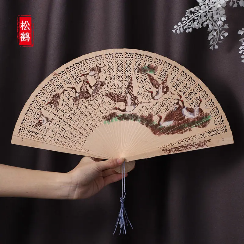 

40pcs Personalized Carved Wooden Folding Fan For Party Decoration Wedding Gift Souvenir Shower Gift Chinese Style Wooden Hand Fa