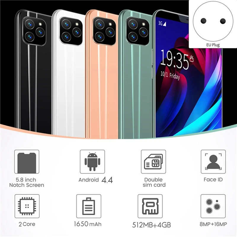 Смартфон I13 Plus 5 8 дюйма двухъядерный процессор MTK6580 512 МБ + 4 Гб ОЗУ две карты памяти