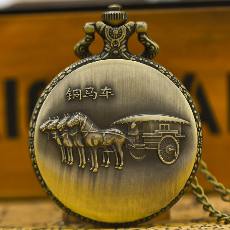 Винтажные бронзовые часы стильные кварцевые карманные с подвесками унисекс