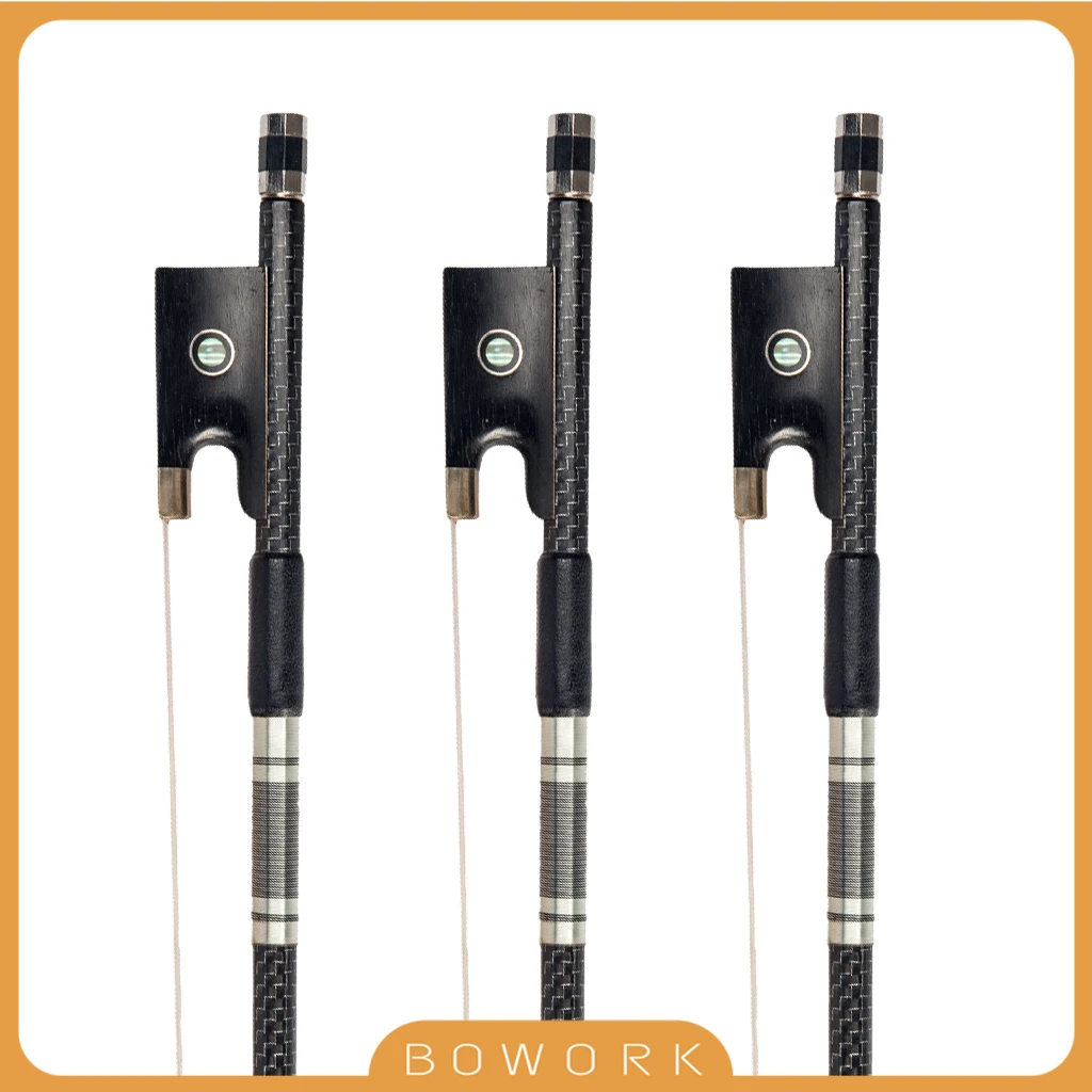 3PCS Advanced Silver Braided Carbon Fiber Violin Bow For 4/4 Size Fiddle Paris Eye Ebony Frog Orchestra Violin Violinist Player