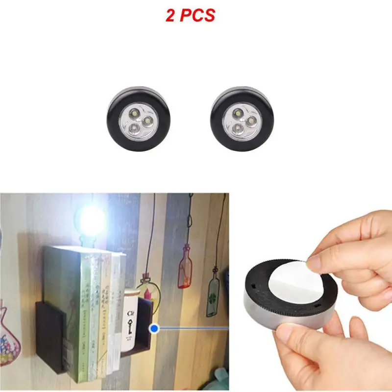 

2pcs Portable Led Light Clap Lights Touch Control Night Light Rechargeable Push Stick On Lamp Stick Wall Light Small Round Lamp