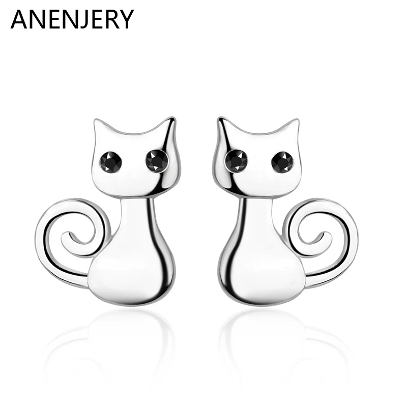 

Женские серьги-гвоздики в виде кошки, серебро пробы