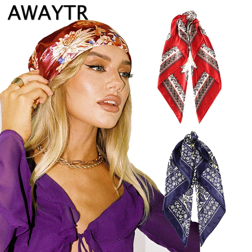 90*90cm Muslim Square Silk Scarf Women Chiffon Hijab Scarves Female Satin Print Shawls Wrap Hair Head Bandana Beach Pareo - купить по