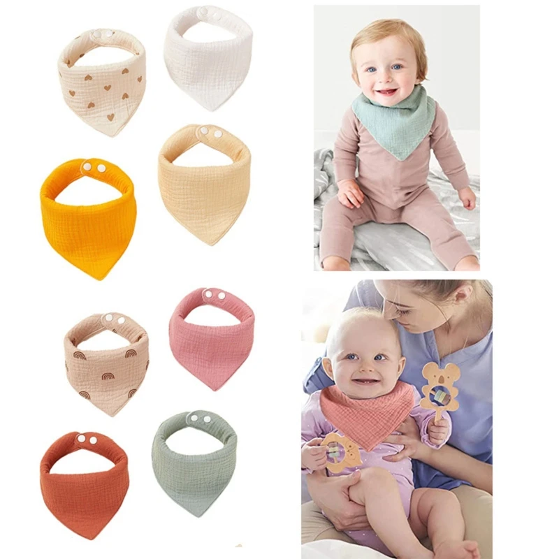 

4pcs Feeding Bibs Baby Burp Cloth Towel for 0-18Month Infant Gauze Cotton Feeding Bib Drooling Bib for Newborn QX2D