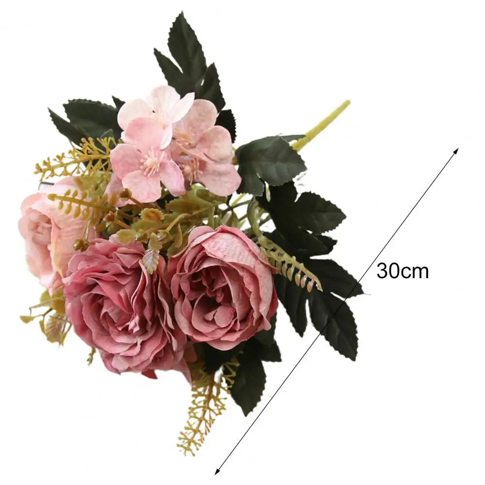 Роза Розовая искусственные цветы Букет большой головы и бутонов для украшения