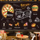 Обои на заказ с изображением вкусной пиццы, западного ресторана, черной доски, фрески, фаст-фуда, промышленный декор, 3D обои