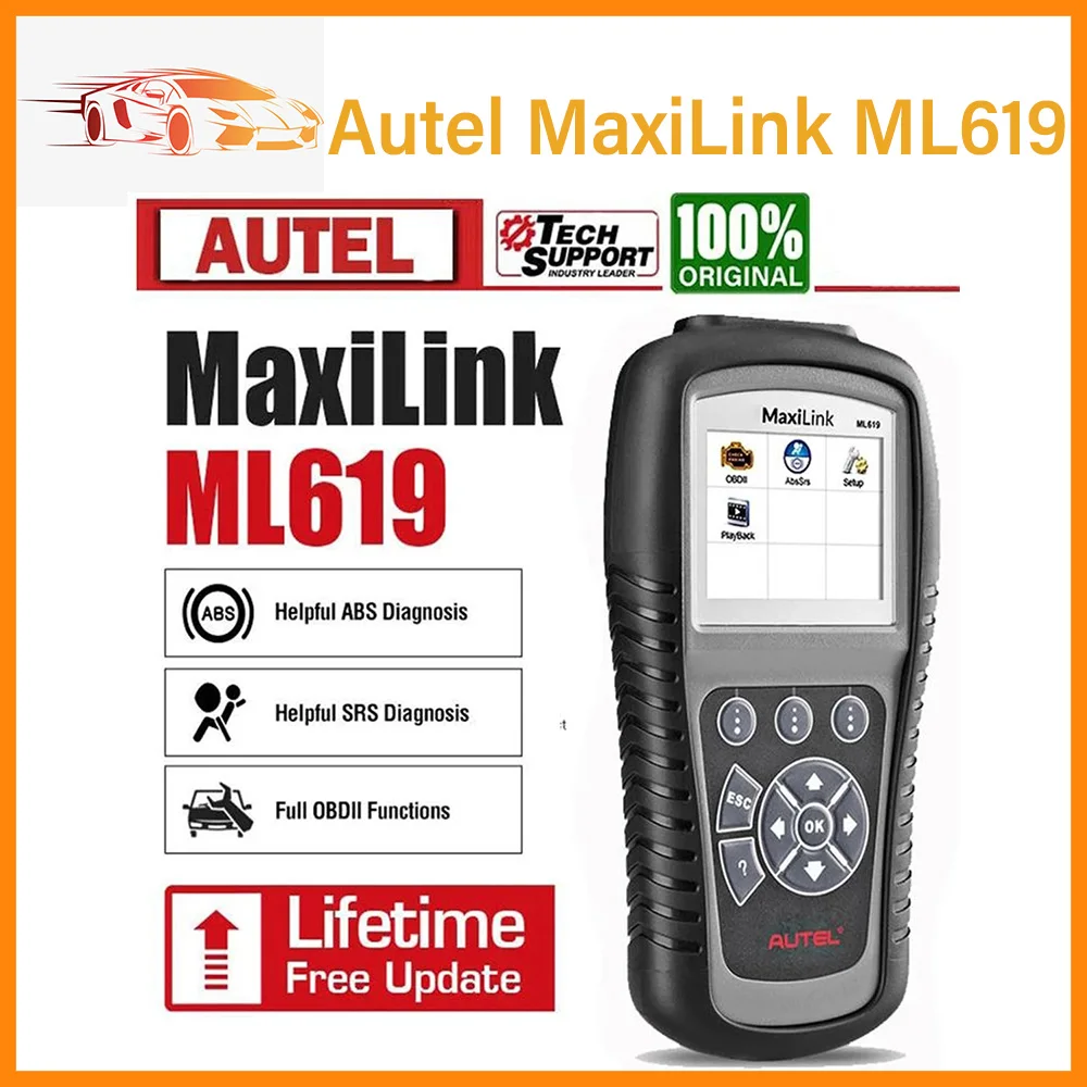 100% Original Autel MaxiLink ML619 CAN OBD2 Scanner ABS SRS AirBag Auto Diagnostic Scan Tool Full OBDII Functions Free Shipping