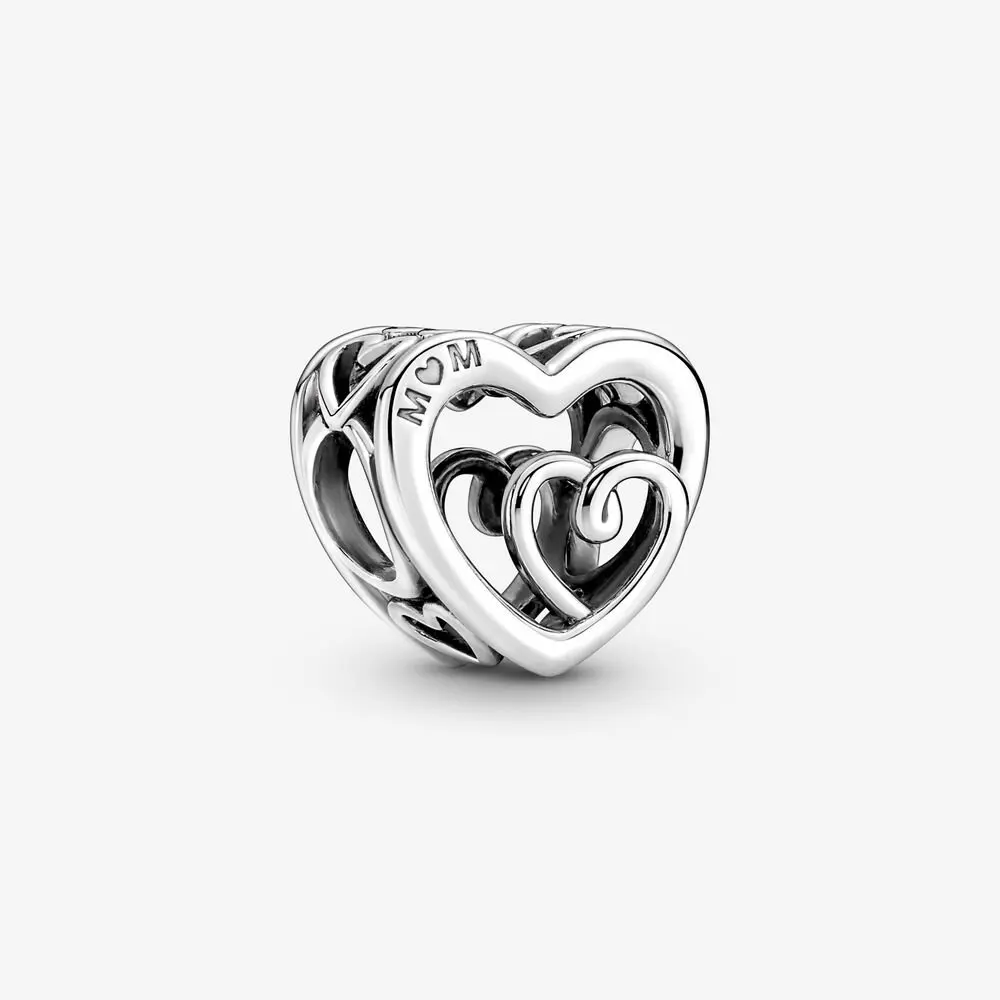 

925 Sterling Silver Entwined Infinite Hearts Charm Bead Fits All European Pandora Jewelry Bracelets Necklaces