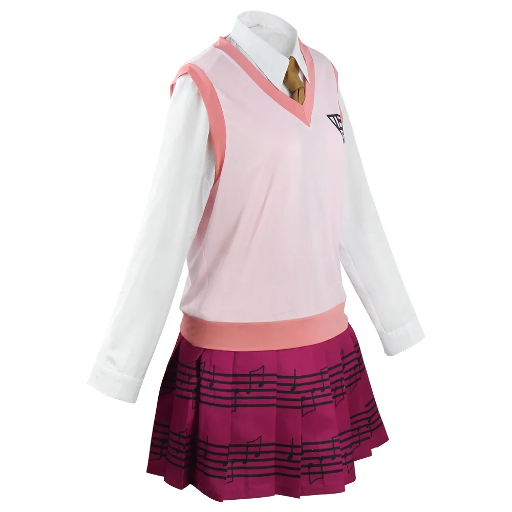 Игра Danganronpa Kaede Akamatsu Косплей Костюм Парик Женская Рубашка Жилет Юбка Носки