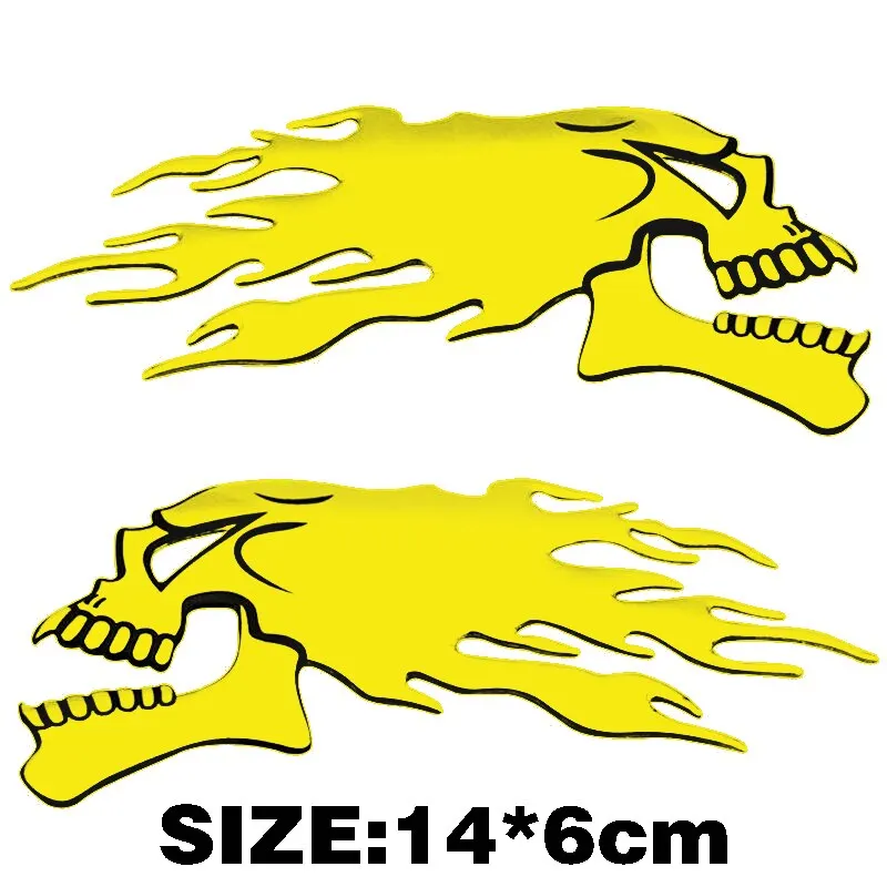 

2Pcs Silver Gold Fire 3D Ghost Skull Head Auto Motorcycle Car Sticker Emblem Decals Motorcycles Car Accessories moto
