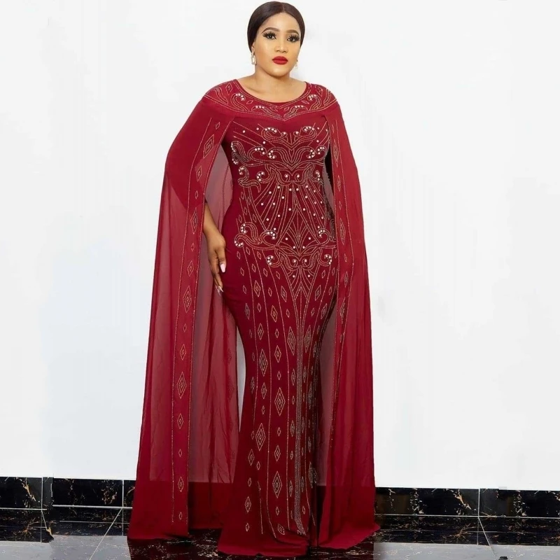 Muslim Pakistani Long Sleeve Maxi Dress Elegant Shalwar Kameez Sequin Dresses 2023 Diamond Women Chiffon Robe Abaya Dubai Hijab