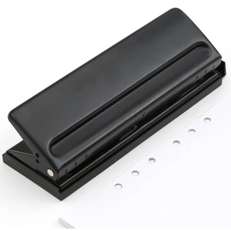 

6 Holes Paper Puncher, Adjustable Stainless Steel Desktop Hole Punch, 6 Sheets Capacities