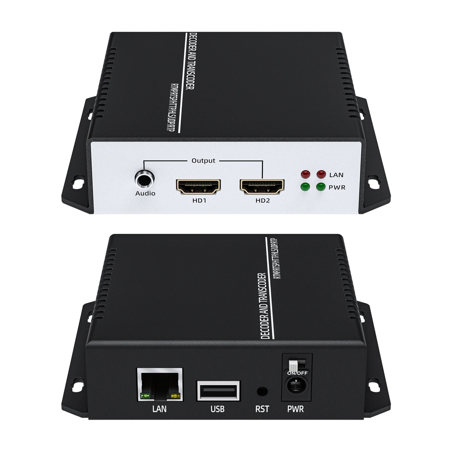 Фото UNISHEEN JM3200-Plus 4K60 Декодер видео с двумя входами HDMI, H.265 H.264, SRT RTSP RTMP, IP-транскодер в HDMI, интерлейсинг струминга №4