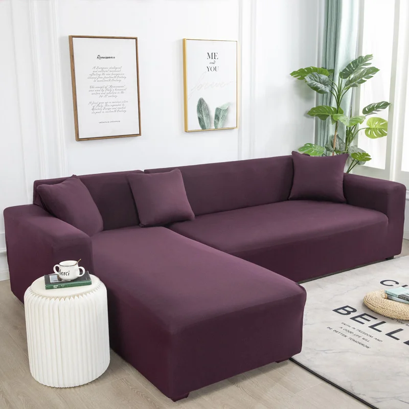 

Elastic Solid Color Sofa Cover For Living Room Polyester All-inclusive Sofa Protector L-Shape Corner Couch Cover 1/2/3/4 Seater