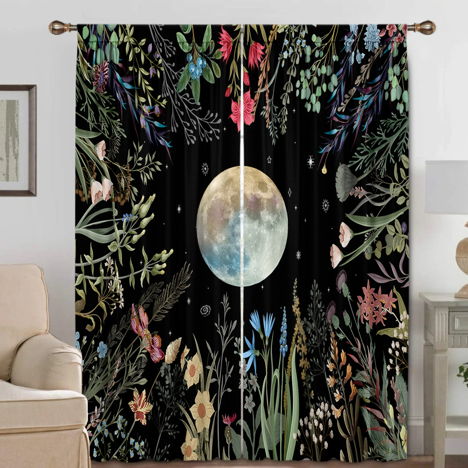 2 шт. занавески для украшения дома с изображением звездного неба и моря