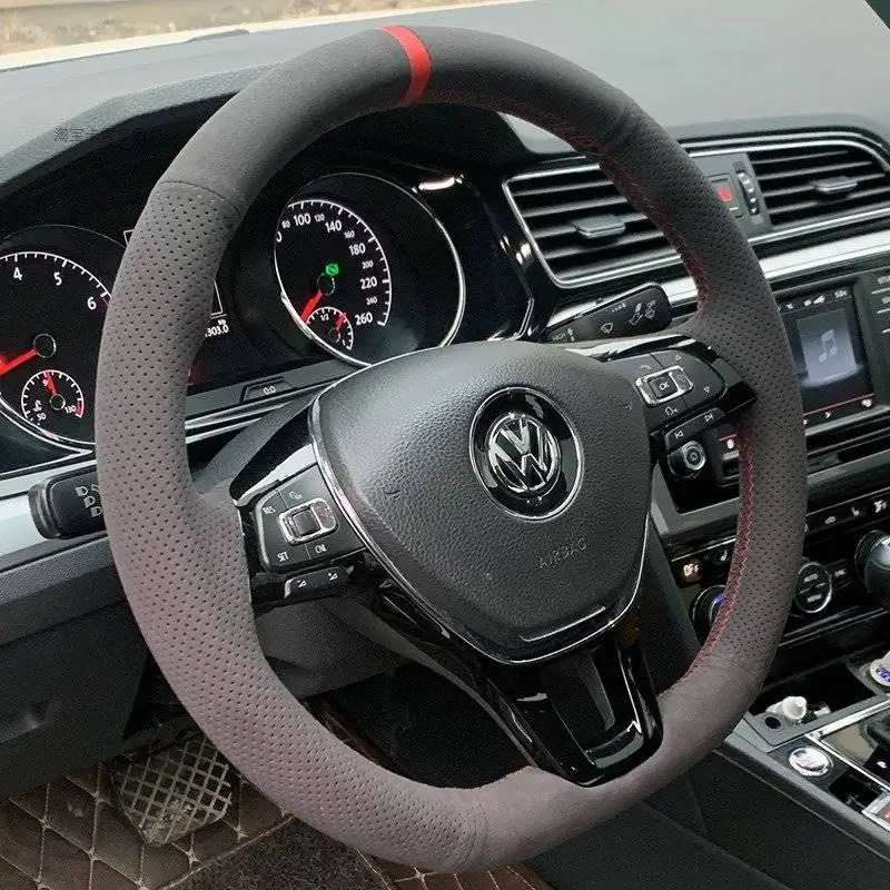 

Hand-Stitch Suede Leather Car Steering Wheel Cover for Volkswagen Sagitar Lavida Bora Tayron Passat Lamando Magotan Tiguan Golf