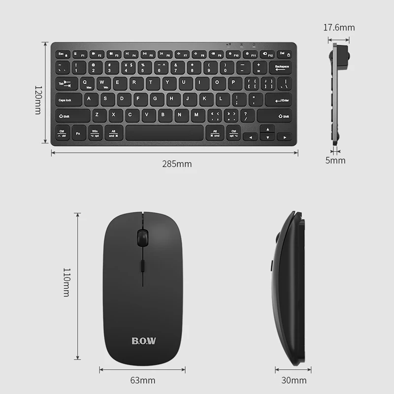 b o w small rechargeable keyboard bluetooth keyband and mouse wireless combo for computer laptop tablet free global shipping