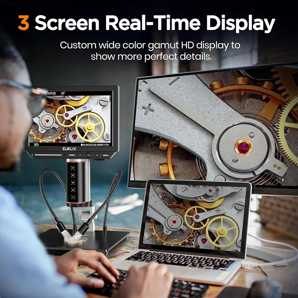 Elikliv автофокус 4K цифровой микроскоп EM4K-AF 8 &quot2000x HDMI паяльный для ремонта