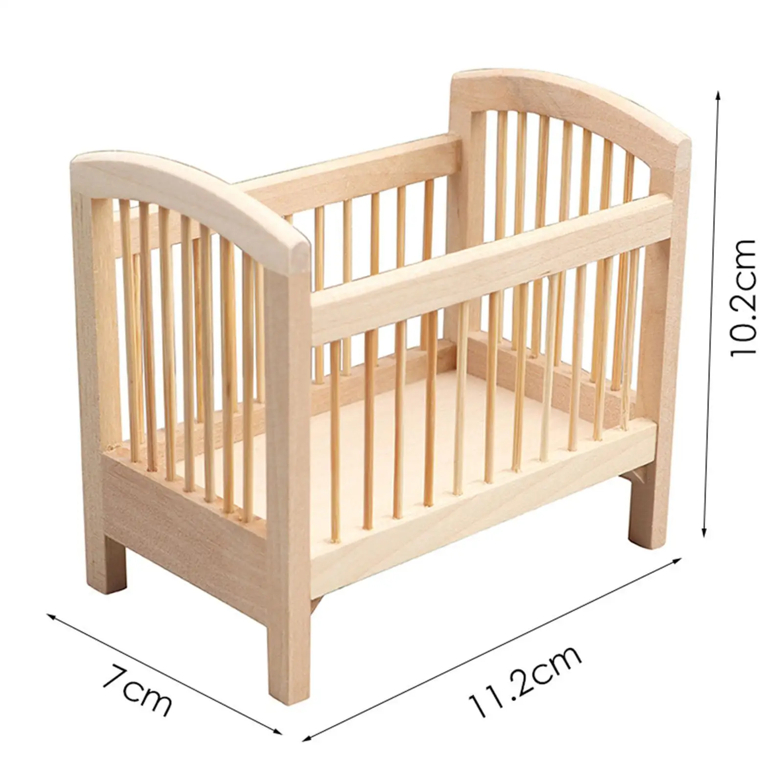 

Mini Dollhouse Wooden Infant Bed Life 1/12 Scenery Supplies Decor