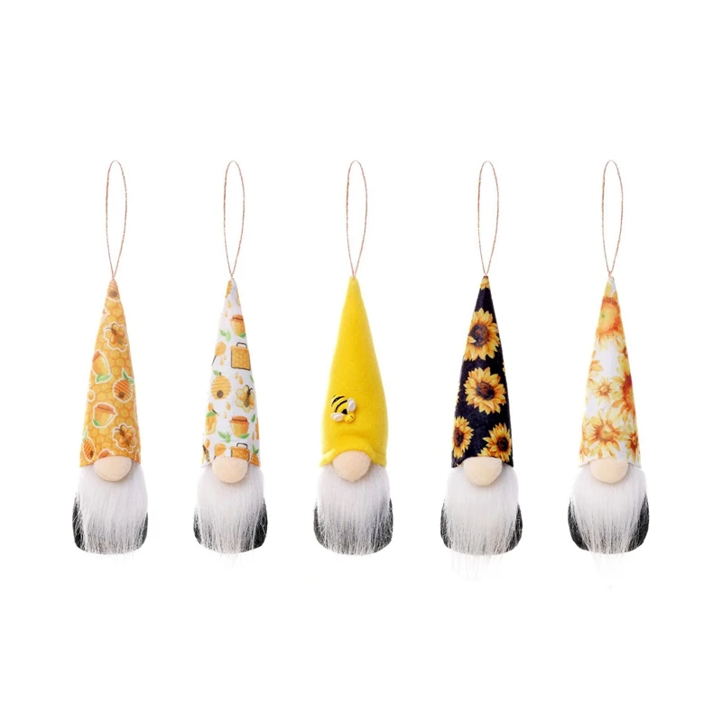 

AT35 Yellow Bee Hanging Gnome Ornaments, Handmade Swedish Honey Bee Elf World Bee Day Party Gift