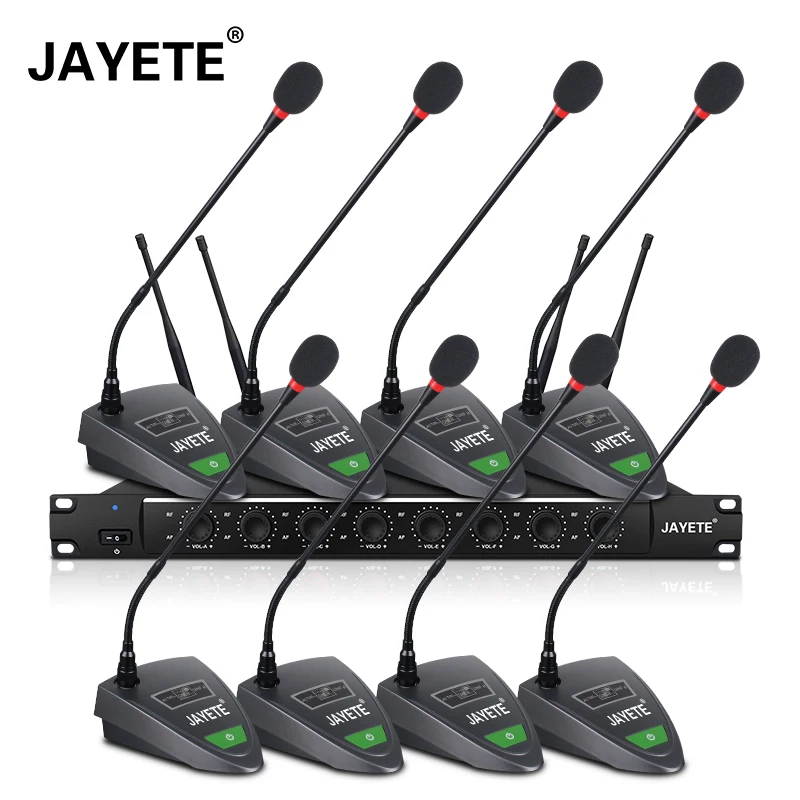 

UHF 500-950MHz 8 Channel Wireless Conference Microphone Gooseneck for conference room karaoke KTV church school speech teaching