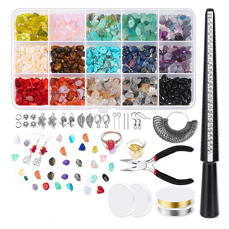

Jewellery Making Kit With Crystal Beads,For Jewellery Making With Gemstone Chip Beads,Other Jewelry Ring Making Supplies