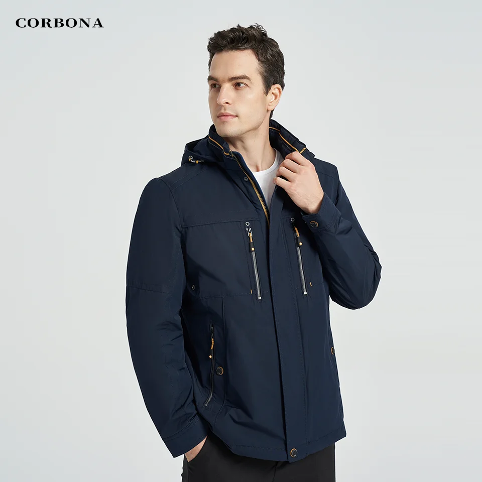 CORBONA New Style Oversize Autumn Cotton Jacket Weatherproof Business Casual Men Winter Coat Outdoor Detachable Hat Parka 2022