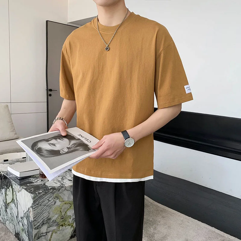 

2022 Summer Men's Casual Short Sleeve Solid Color T-shirt Round Neck High-quality Tshirts White/black/yellow T Shirts Size M-3XL