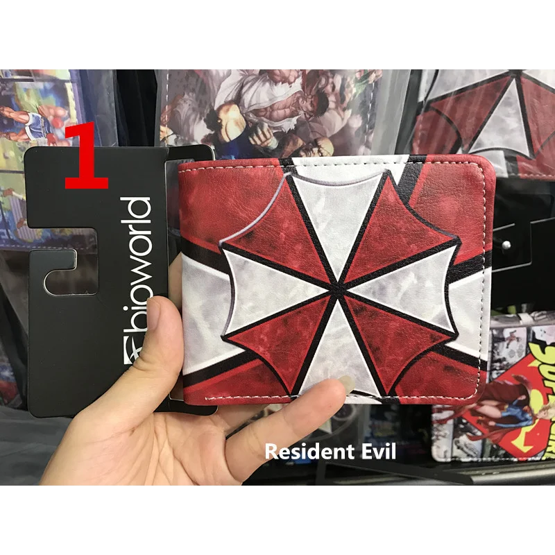 Фото Новые популярные короткие кошельки из искусственной кожи в стиле аниме Resident Evil, студенческие кошельки с аниме-мотивами, подарки №2