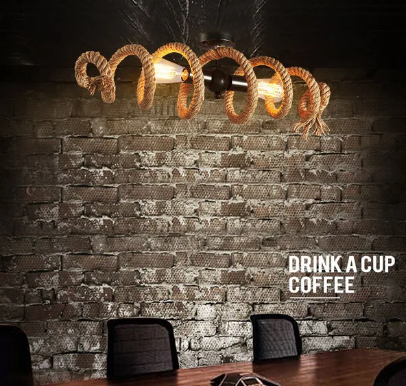Лофт светодиодная лампа Эдисона E27 кованая железная трубка подвесная веревка из