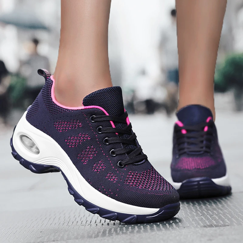 

2022 Sneakers Women Platform Breathable Running Shoes Women Sneaker Shoes Casual White Mesh Sports Lace Up Women Vulcanize Shoes