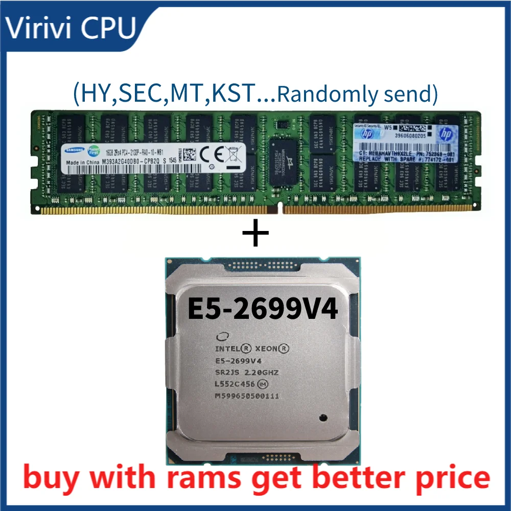 

DDR4 16G Server ram 2133Mhz with E5-2699V4 Original LGA2011-3 22-Cores 2.20GHz 55MB 9.6GT/s E5 2699V4 free shipping E5 2699 V4