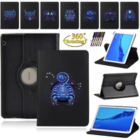 for huawei mediapad t3 10 9 6 tablet stand cover case for mediapad t5 10 10 1 360 rotating zodiac signs pattern shell stylus