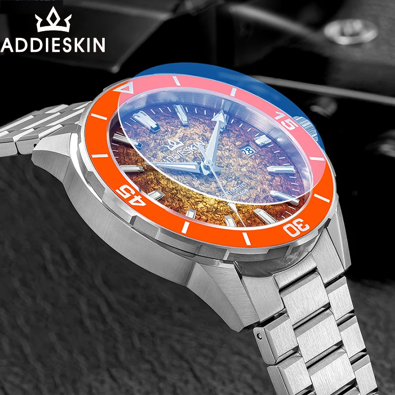 Фото Автоматические механические часы AddiesKinLuxury для мужчин, японский механизм Miyota 9015, сапфировое стекло, нержавеющая сталь, водонепроницаемые часы 200 м №1
