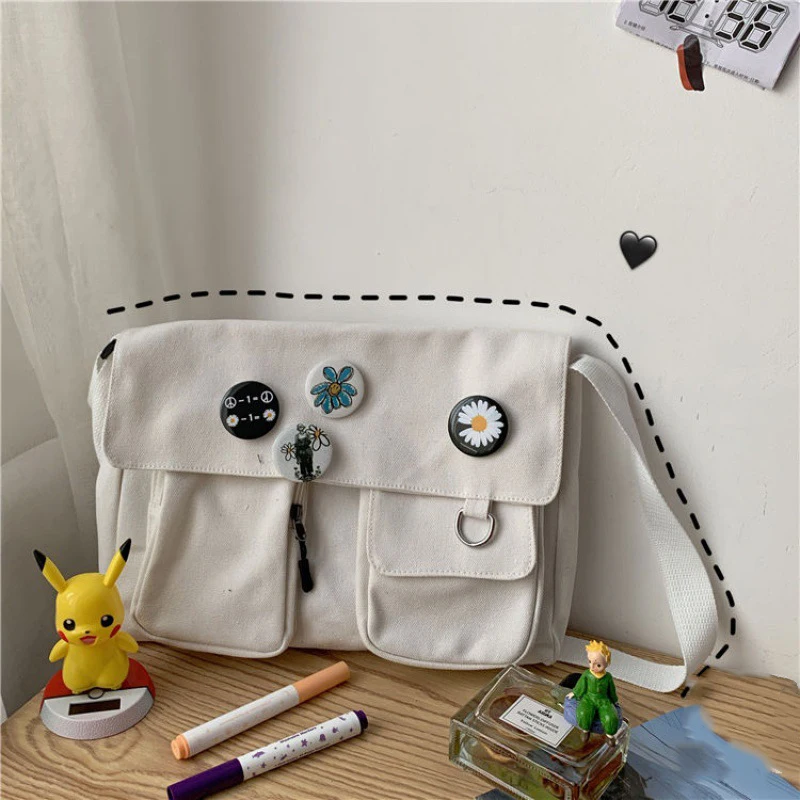 2022 New Retro Canvas Bag Men and Women Messenger Bags Style Crescent Chain Underarm Shoulder Bags High Quality Square Solid DIY