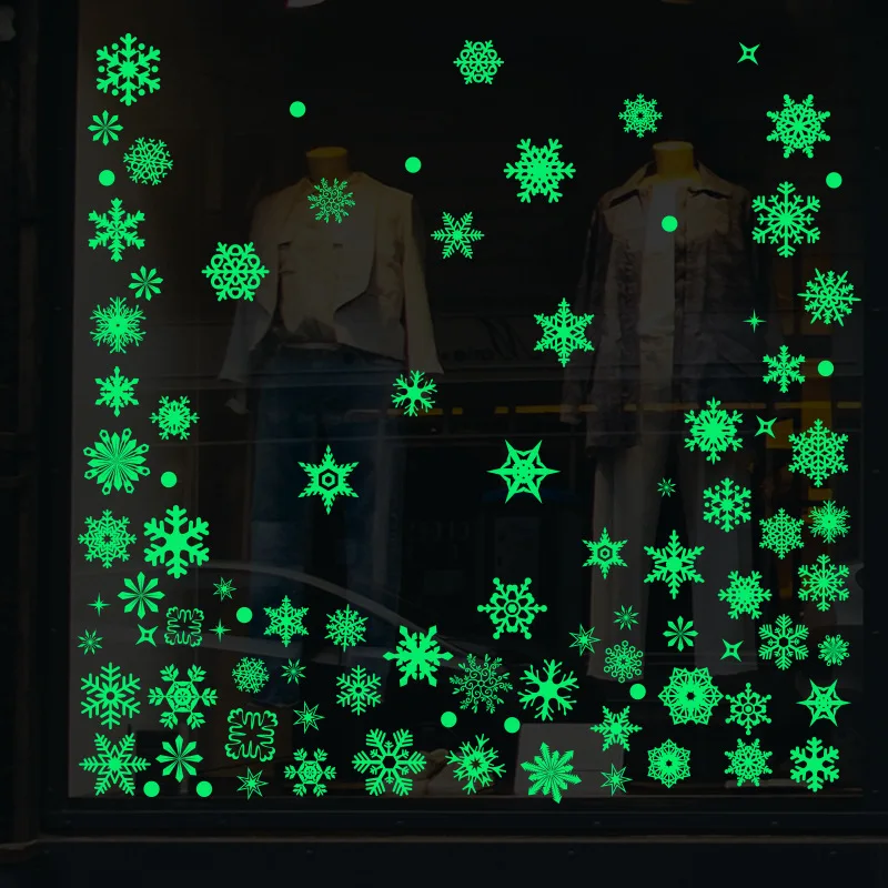 Светящаяся снежинка рождественские наклейки на стену спальня украшение для